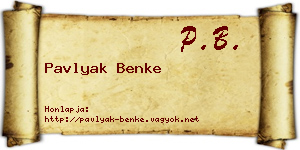 Pavlyak Benke névjegykártya